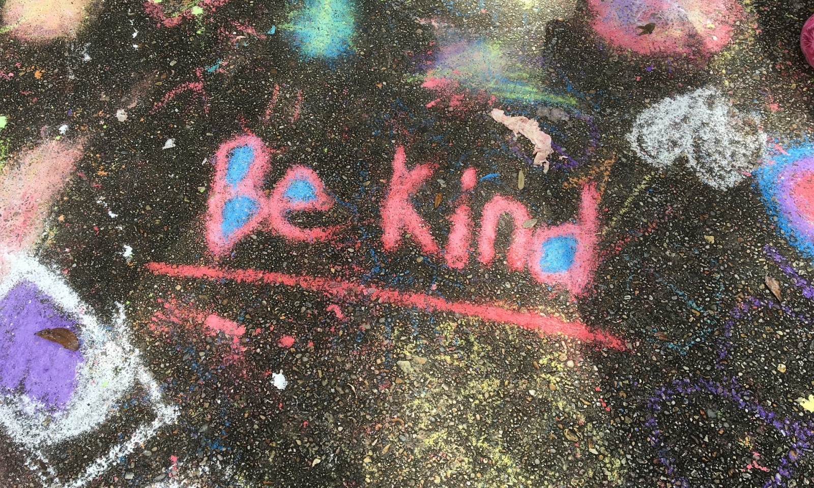 Think-metoden, målad gata med texten Be kind